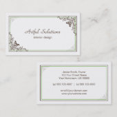  Elegant Green Brown Scroll Visitekaartje (Voorkant / Achterkant)