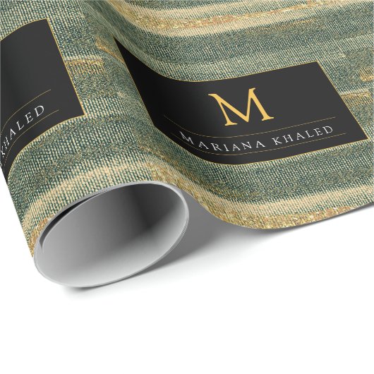 Elegant Green Brush met goud en zwart Cadeaupapier (Rol Hoek)