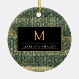 Elegant Green Brush met goud en zwart Keramisch Ornament