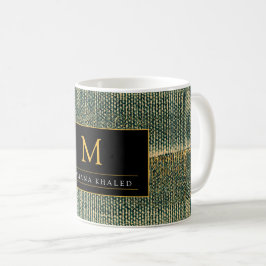 Elegant Green Brush met goud en zwart Koffiemok