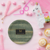 Elegant Green Brush met goud en zwart Papieren Bordje (Feest)