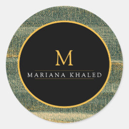 Elegant Green Brush met goud en zwart Ronde Sticker