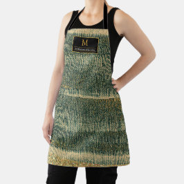 Elegant Green Brush met goud en zwart Schort