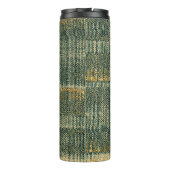 Elegant Green Brush met goud en zwart Thermosbeker (Achterkant)