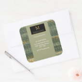 Elegant Green Brush met goud en zwart Vierkante Sticker (Envelop)