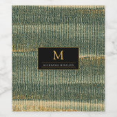 Elegant Green Brush met goud en zwart Wijn Etiket (Enkel label)