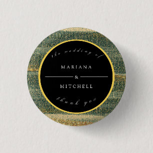 Elegant Green Brush met goud en zwarte ronde Button 3,2 Cm