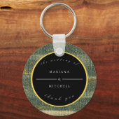 Elegant Green Brush met goud en zwarte ronde Sleutelhanger (Voorkant)