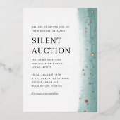 Elegant Green Brush Stroke Gala & Silent Auction Folie Uitnodiging (Voorkant)