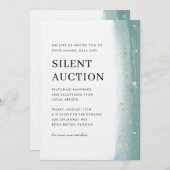 Elegant Green Brush Stroke Gala & Silent Auction  Kaart (Voorkant / Achterkant)