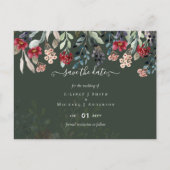 Elegant Green Burgundy Blue Floral Wedding Briefkaart (Voorkant)
