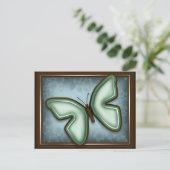 Elegant Green Butterfly, Blue & Brown Briefkaart (Staand voorkant)