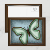 Elegant Green Butterfly, Blue & Brown Briefkaart (Voorkant / Achterkant)