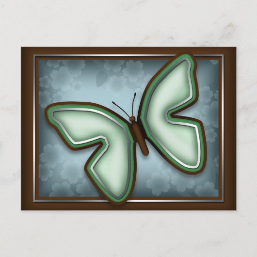Elegant Green Butterfly, Blue & Brown Briefkaart (Voorkant)