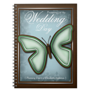 Elegant Green Butterfly Weddenschap Planning Notitieboek