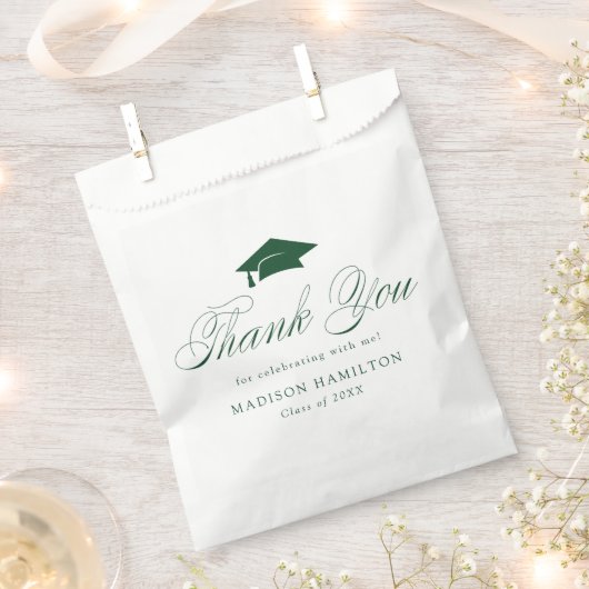 Elegant Green Calligraphy Afstuderen Bedankt Bedankzakje (Geknipt)