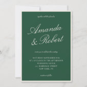 Elegant Green Calligraphy Old Money Wedding Kaart (Voorkant)