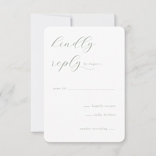 Elegant Green Calligraphy RSVP Kaartje (Voorkant)