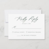 Elegant Green Calligraphy Wedding RSVP Kaartje (Voorkant)
