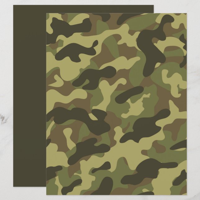 Elegant Green Camouflage-scrapbook (Voorkant / Achterkant)