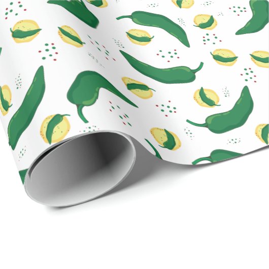 Elegant Green Chili Pattern Cadeaupapier (Rol Hoek)