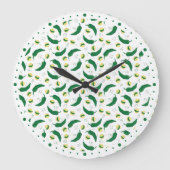 Elegant Green Chili Pattern Grote Klok (Voorkant)