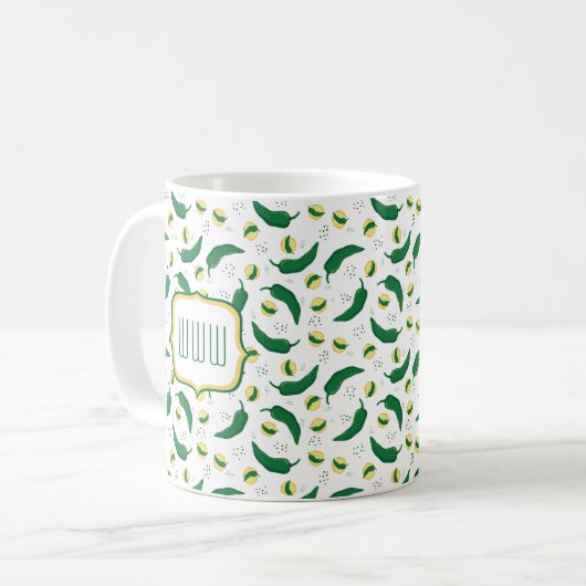 Elegant Green Chili Pattern Koffiemok (Voorkant links)