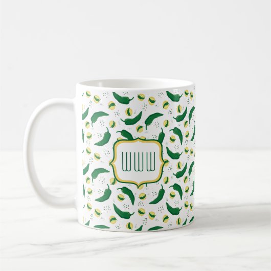 Elegant Green Chili Pattern Koffiemok (Links)