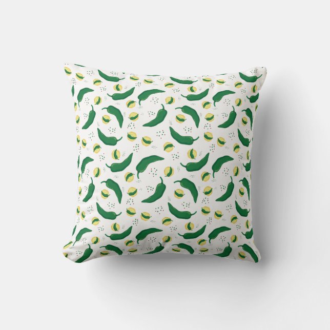 Elegant Green Chili Pattern Kussen (Voorkant)