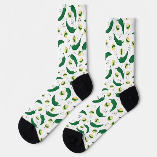 Elegant Green Chili Pattern Socks Sokken (Links)