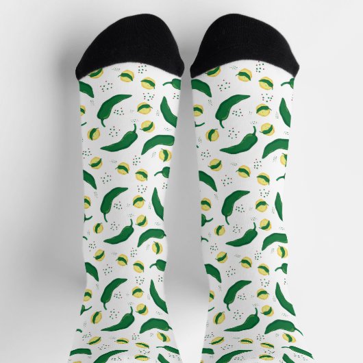 Elegant Green Chili Pattern Socks Sokken (Top)