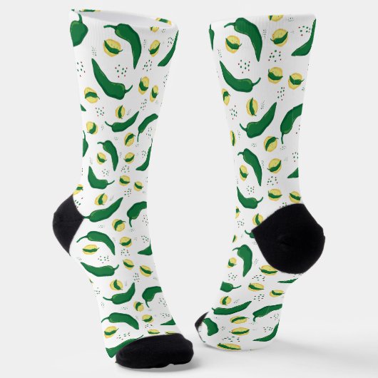 Elegant Green Chili Pattern Socks Sokken (Gebogen)