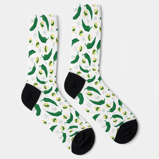 Elegant Green Chili Pattern Socks Sokken (Rechts)