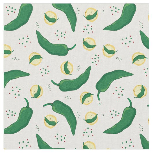 Elegant Green Chili Pattern Stof (Close Up)