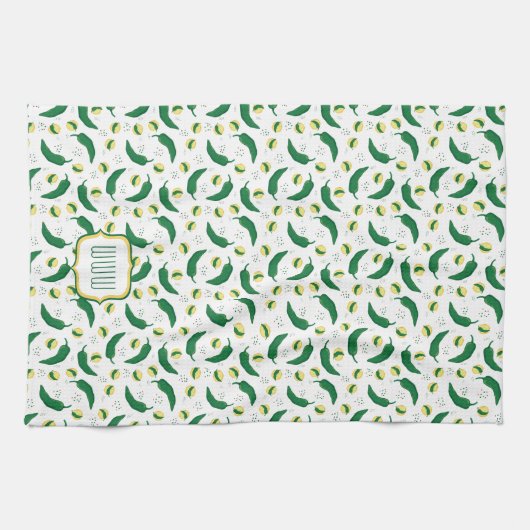Elegant Green Chili Pattern Theedoek (Horizontaal)
