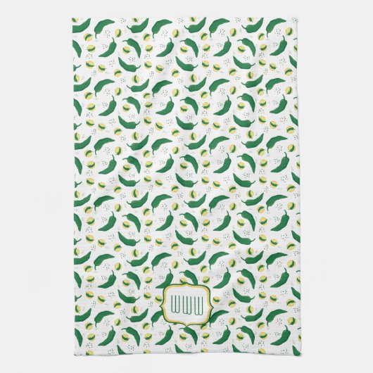 Elegant Green Chili Pattern Theedoek (Verticaal)