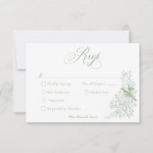 Elegant Green Chinoiserie Nature & Birds Wedding RSVP Kaartje (Voorkant)