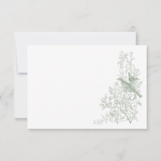 Elegant Green Chinoiserie Nature & Birds Wedding RSVP Kaartje (Achterkant)