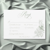 Elegant Green Chinoiserie Nature & Birds Wedding RSVP Kaartje