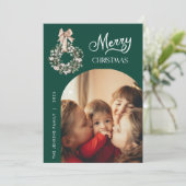 Elegant Green Christmas Arch Photo Card Feestdagenkaart (Staand voorkant)