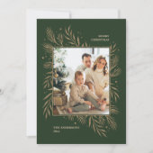Elegant Green Christmas Custom Photo Bericht Feestdagenkaart (Voorkant)