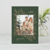 Elegant Green Christmas Custom Photo Bericht Feestdagenkaart (Staand voorkant)