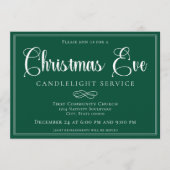 Elegant Green Christmas Eve Candlelight Service Kaart (Voorkant)