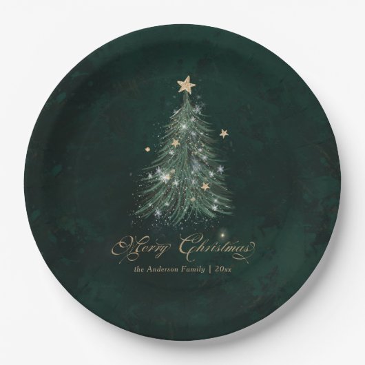 Elegant Green Christmas Papieren Bordje (Voorkant)