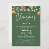 Elegant Green Christmas Party Invitation Kaart (Voorkant)