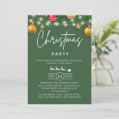 Elegant Green Christmas Party Invitation Kaart (Staand voorkant)
