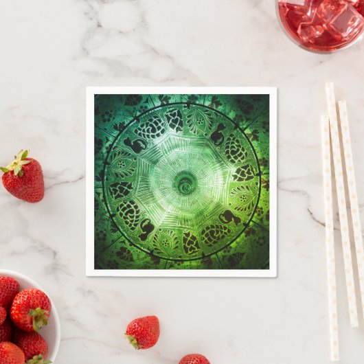 Elegant Green Circle Art Paper Napkin Servet (Insitu)