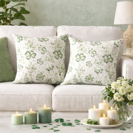 Elegant Green Clover Pattern  Kussen