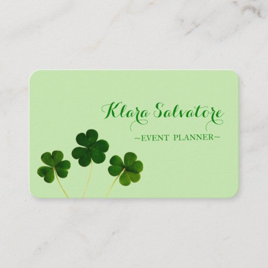 Elegant Green Clover St.Patrick Visitekaartje (Voorkant)