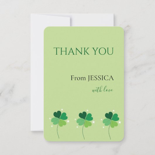Elegant Green Clover Zazzle Thank You Card Bedankkaart (Achterkant)